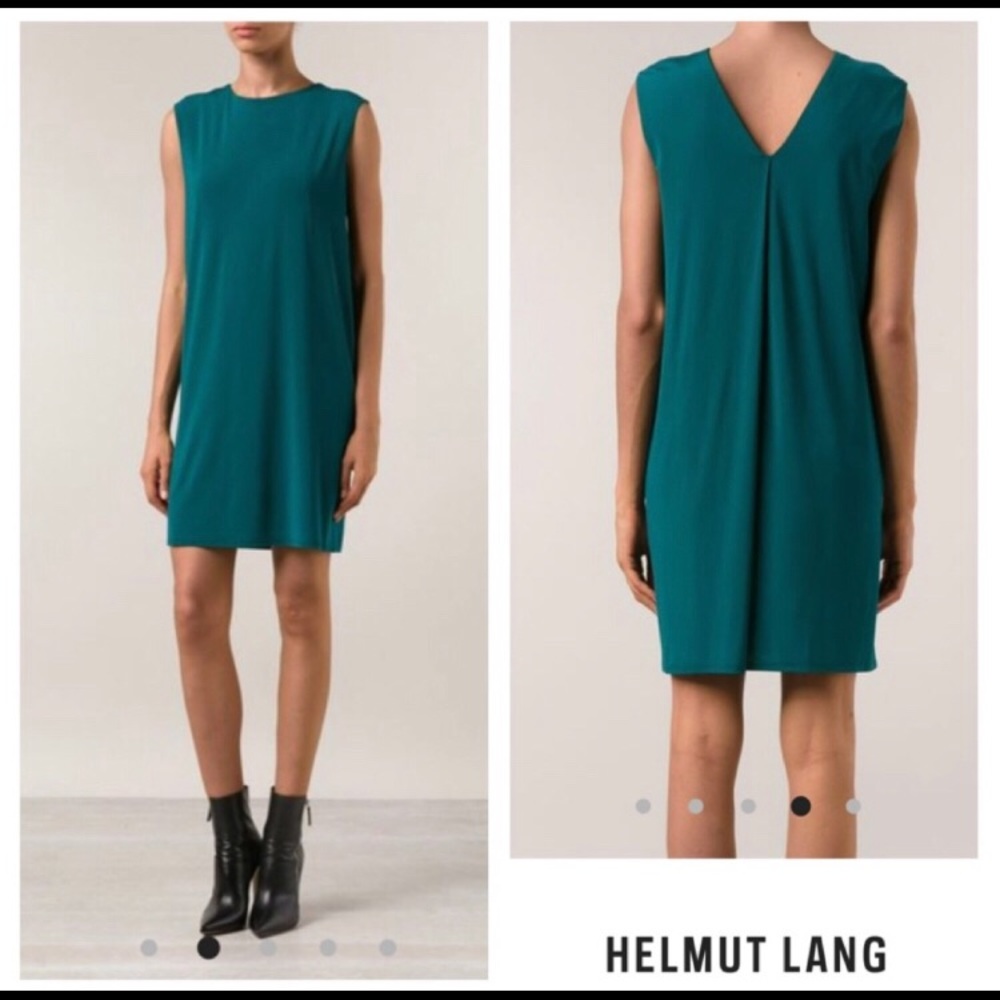 Helmut Lang Teal V-Back Shift Dress